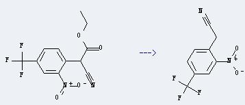 Benzeneacetonitrile,2-nitro-4-(trifluoromethyl)- can be prepared by a-Cyan-a-(4-trifluormethyl-2-nitro-phenyl)-essigsaeure-aethylester 